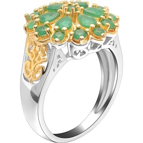 Elegant Noble Micro Pave Green Zircons Gold Flower White Gold Rings For Woman Femme Romantic Style Finger Rings Gift