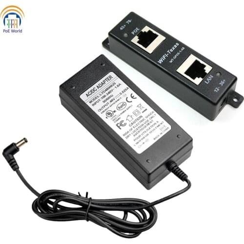 Gigabit Data Speed 1 port PoE injector with 48V30W power supply for power over ethernet 802.3af devices