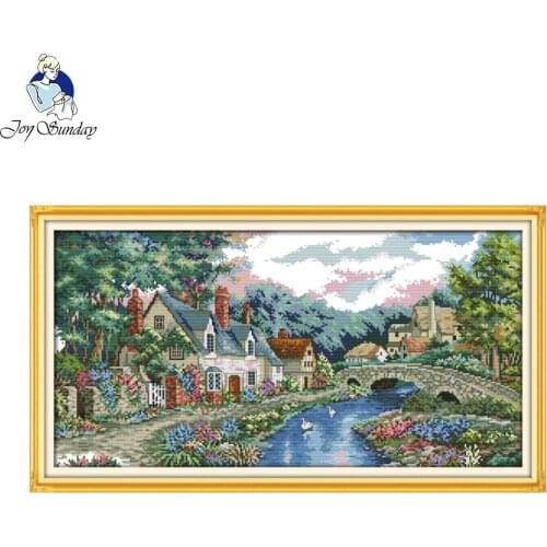 Joy Sunday scenic style The peaceful countryside printable cross stitch patterns needlework kits for home ornament