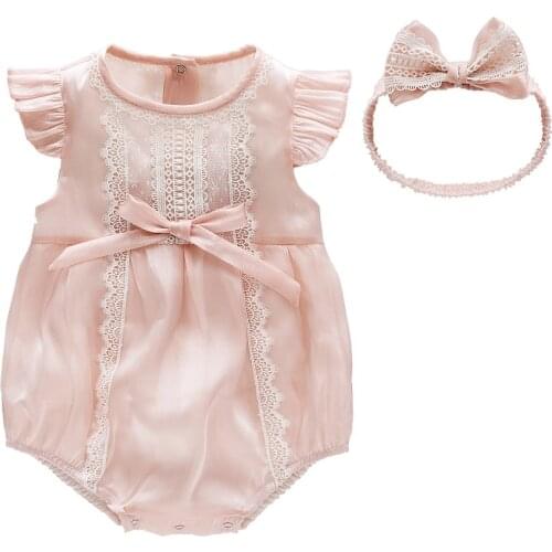 Vlinder Baby Clothes Baby Girl Rompers Bodysuits Newborn Clothes Striped Rompers Cotton Short Sleeves Infant Bodysuit 2PCS Sets