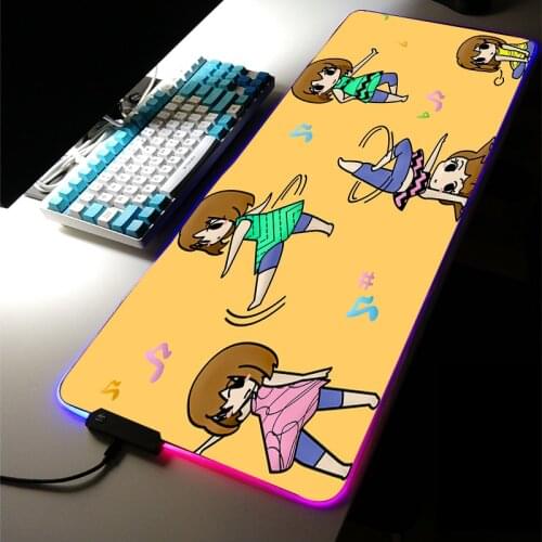 Japanese cartoon Kawaii Extra Large Gaming Accessories RGB LED Mouse Pad Cartoon Computer Mousepad Lock Edge Computer Desk Mat