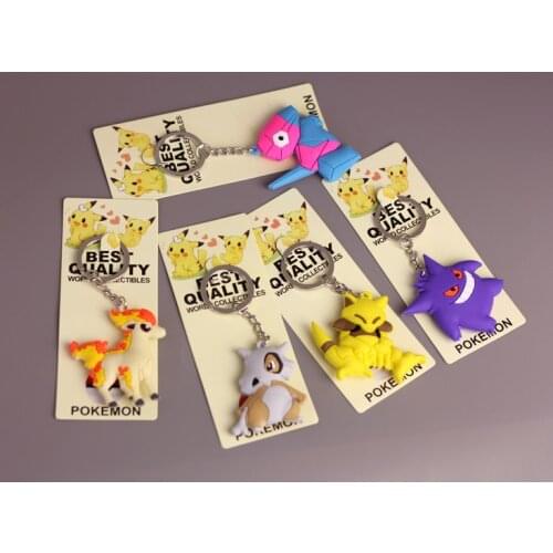 Creative Cartoon Pokemon PVC KeyChain Anime Pokemon Figure Model Psyduck Mewtwo Gengar Bag Pendant Car Key Chain Accessory Gifts