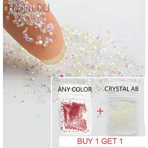 Buy 1 get free 1 Crystal 1.1mm Nail Rhinestone Crystal Glass Micro Rhinestones For 3D Nails Art Decorations Manicure Tools