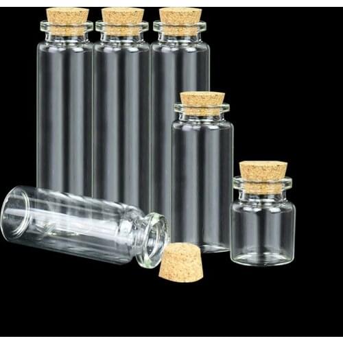 5Pcs Mini Glass Bottles With Cork Empty Christmas Wish Bottles For DIY Message Vials Jars Crafts Pendants Home Wedding Ornaments