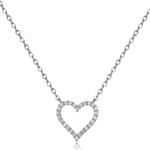 Fashion S925 Sterling Silver Accessories Necklace Heart Shape Love Gift Jewelry Simple Clavicle Chain