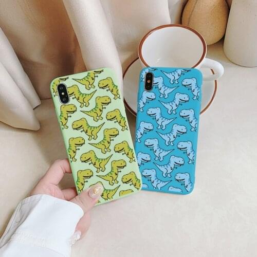 Soft Silicone Phone Case for iPhone X XS MAX XR 12 11 Pro Max 6s 7 8 Plus SE 2020 Cute Dinosaur Crocodile Print Matte Back Cover