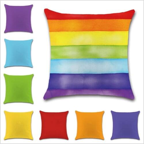 Rainbow colorful red green orange Cushion Cover Decoration sweet Home office sofa chair car friend kids bedroom gift pillowcase