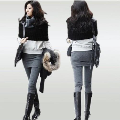 2021 Spring Autumn New Fashion Korean Bottom Pants Winter Breathable Fitness Leggings Female Skirts Fake One Pleated Bottom Pant