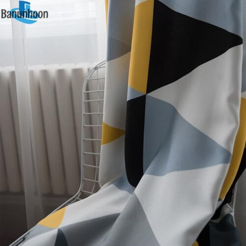 New Arrival Limited Cortina Minimalist Gray Geometry Printing Curtain For Living Room Bedroom Semi Shade Fabric Treatments