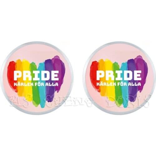 New Rainbow Earrings For Women Men 12mm Glass Dome Gay And Lesbian LGBT Pride Jewelry Parade Demonstration Stud Earrings Gift