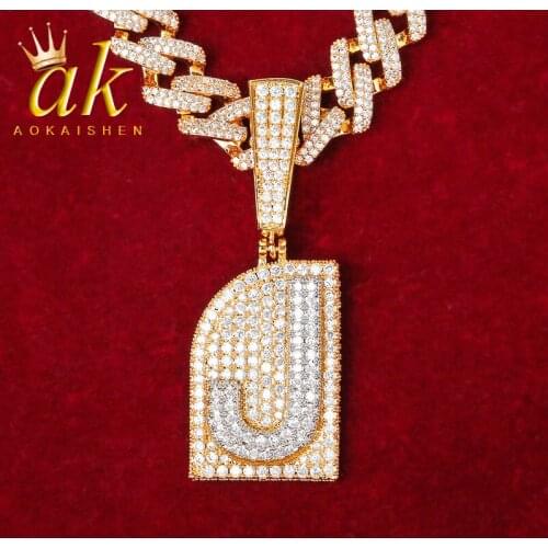 Solid Initial Single Letter Pendant Men Hip Hop Jewelry