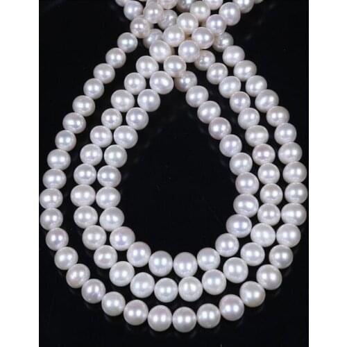 Wholesale AA Natural 9-10mm White Oval Potato Pearl Loose Beads 18" 36"