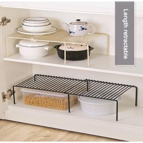 Cabinet Shelf Organizers Stackable Expandable Set of 2 Metal Kitchen Counter Metal Shelves Flexible use of divide and conquer