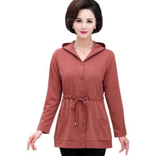 Autumn Winter Women Coat Middle-aged Elderly Padded Jackets Knit Cardigan Jacket Large size Middle-aged Fashion Overcoat A46