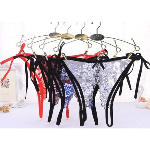 Sexy Women Panties Open Crotchless Briefs Lace Transparent V-string Underwear 2020 Hot Thong G-string Tanga for Sexy Night