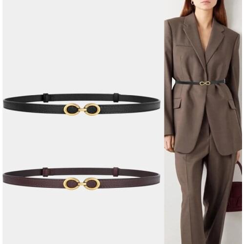 Cowhide Genuine Leather Belts For Dress Thin Soft Cowskin Adjust Waistbands Woman Solid All Match Waist Seal Lady Party Decorate