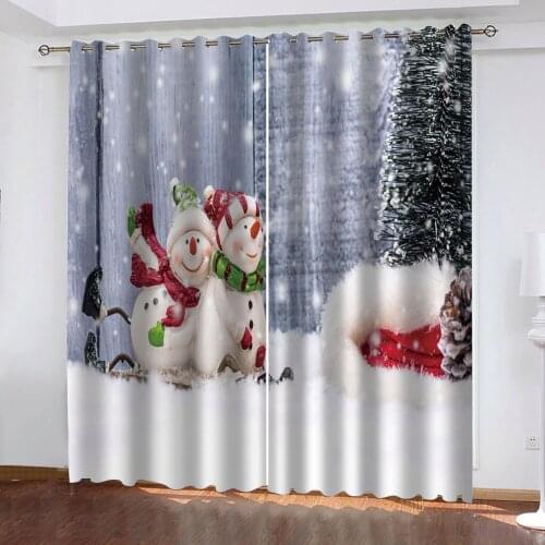 Customized size Luxury Blackout 3D Window Curtains white snow christmas curtains soundproof windproof curtains