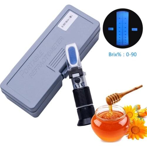 Hand-held Refractometer Saccharometer 0-90% Optical Saccharometer Sugar Meter Gauge Sugar Content Tester with Box