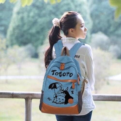 Anime Tonari no Totoro Cosplay Canvas shoulder bag female Japanese and Korean college wind travel backpack student bag graffiti