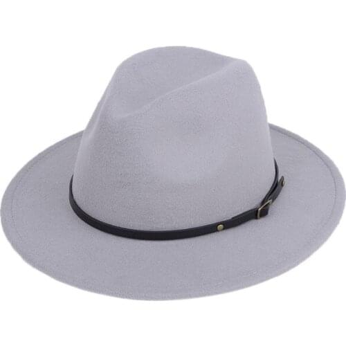 2020 Wool Felt Jazz Fedora Hats Belt Buckle Decor Women Unisex Wide Brim Hat Winter chapeau femme