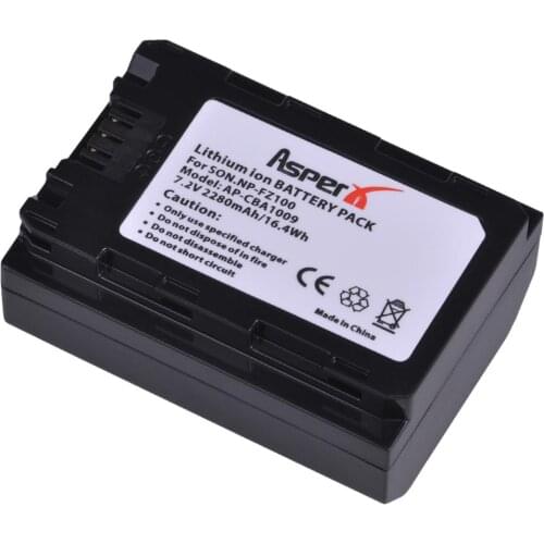 AsperX 1PCS 2280mAh NP-FZ100 NPFZ100 Camera Battery for Sony BC-QZ1, Sony a9, a7R III, a7 III, ILCE-9 NP FZ100 Battery