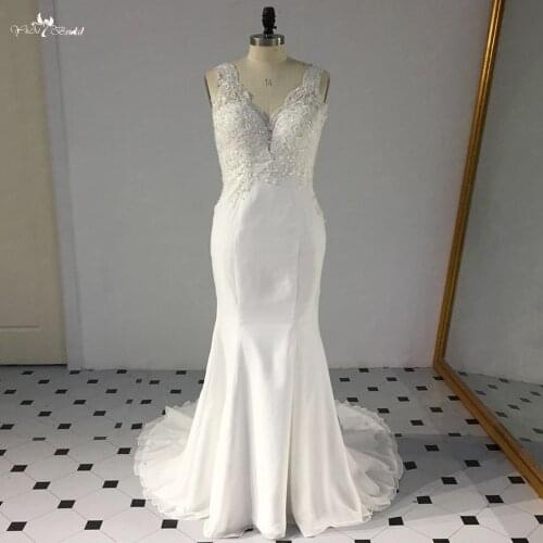 LZ262 Yiaibridal Beaded Wedding Dress Ivory Lace Backless Mermaid Bridal Dresses