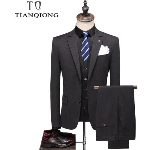 TIAN QIONG 2020 Latest Wedding Suits for Groom Slim Fit Spring Autumn Brand Clothing 3 Piece Burgundy Terno Masuclino