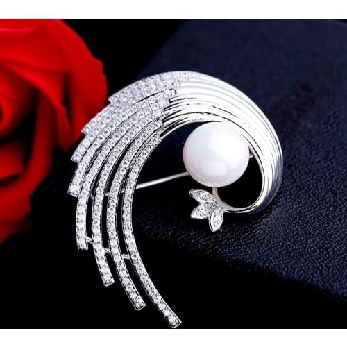 Micro Pave Cubic Zirconia CZ Peacock feather Brooch Pins for Women Dress Scarf Pin Jewelry Accessories 0725