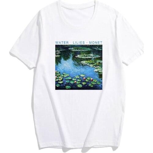 Women Tees Tumblr Graphic Shirts Art Aesthetic Short Sleeve Casual Tshirt Claude Monet Painting Water Lilies T-Shirt
