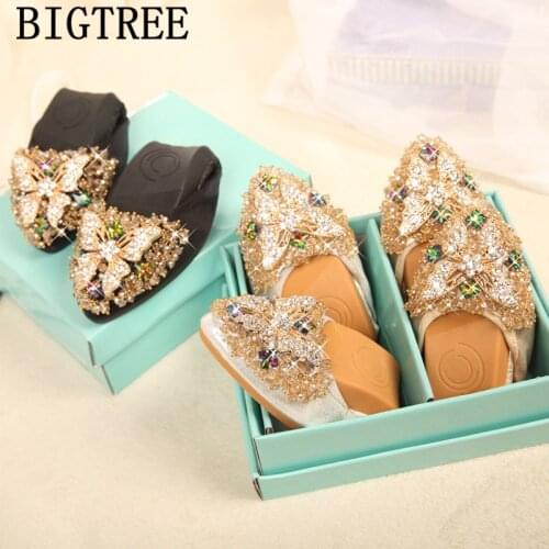 Slip On Shoes For Women Pointed Toe Flats Rhinestone Shoes Women Creepers Harajuku Shoes Spring Loafers Women Mocassin Femme