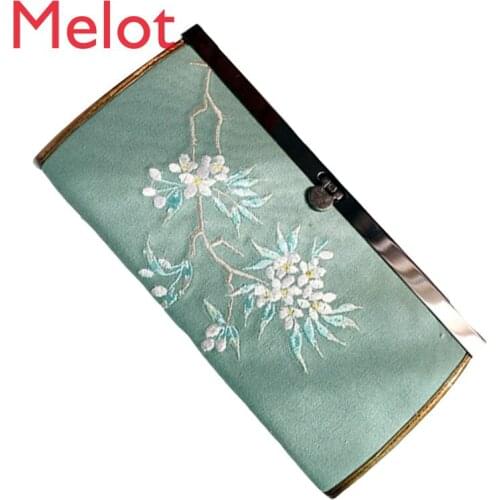Embroidered Purse Frame Wallet Womens Long Mori Style Plant Fresh Fairy Antique Floral Canvas Leisure Wallet