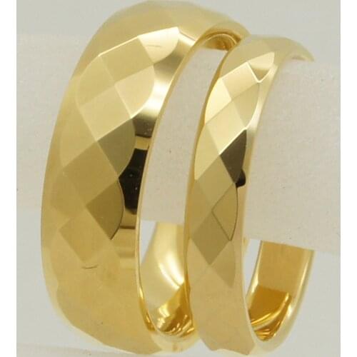 Lady 3mm geometrical facet champagne gold plating hi-tech scratch proof wedding tungsten ring 1pc