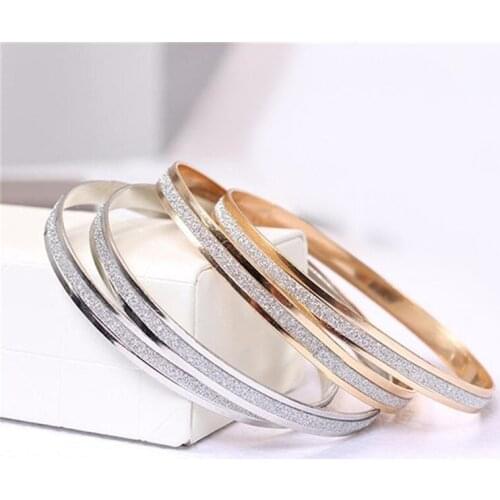 Korean wholesale fashion double ring matte rose gold bangle bracelet female bracelet - a single price