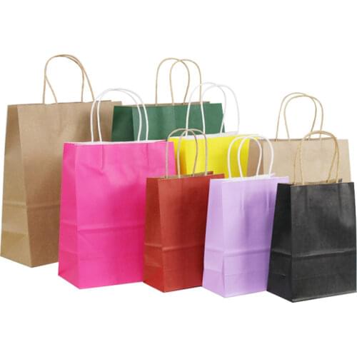20pcs Small Kraft Paper Bag with Handles Festival Gift Bag High Quality Candy Shopping Bags