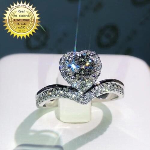 100%18K goldr ring 1ct DVVS moissanite ring Engagement&Wedding Jewellery with certificate 0023