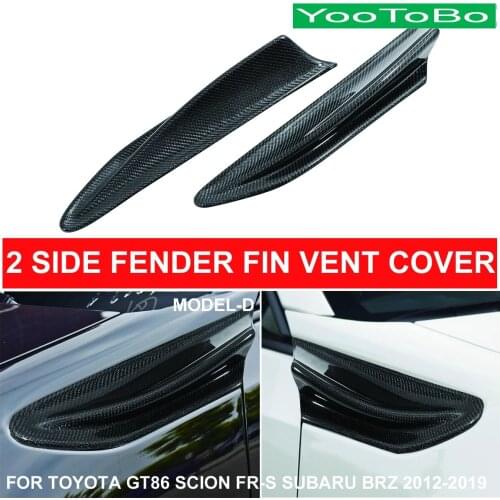 2PCS LHD RHD Car Styling Real Carbon Fiber Side Fender Fin Vent Trim Cover Sticker For Toyota GT86 Scion FR-S Subaru BRZ 2012-19