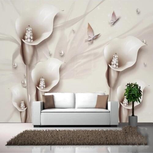 Milofi Custom 3D Wallpaper Mural Beautiful Simple Three-dimensional Calla Jewelry Background Wall Decoration Mural Wallpaper