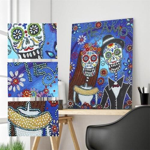 5D Diamond Painting Skull by Number Kits Partial Drill Flower DIY Paint with Diamonds Art Rhinestone Embroidery Cross Stitch