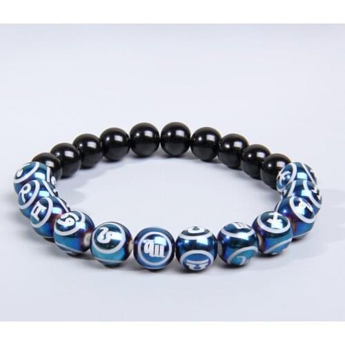 Twelve constellation onyx Zodiac beads bracelet Women Men Gemini Aries Libra charm bracelet jewelry for male female dropshipping