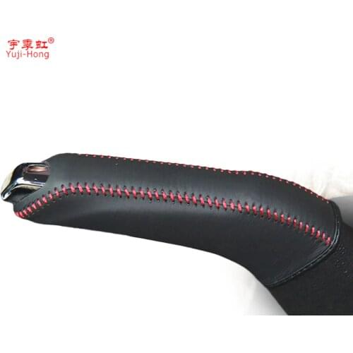 Yuji-Hong Car Handbrake Covers Case for Chevrolet Trax 2014 Tracker Genuine Leather Auto Handbrake Grips Car-styling