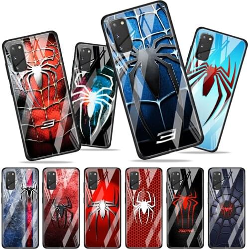 Spider Marvel Cool for Samsung Galaxy S20 FE Ultra Note 20 S10 Lite S9 S8 Plus Luxury Tempered Glass Phone Case Cover