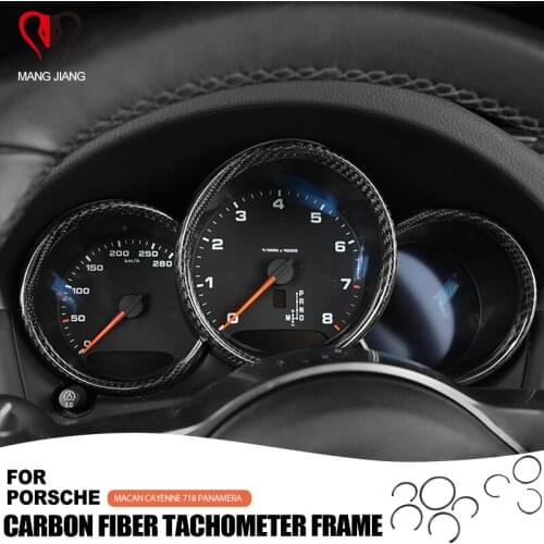 For Porsche Macan Cayenne 718 Panamera Genuine Carbon Fiber Tachometer Revolution Table Frame Cover Interior Vehicle Decoration