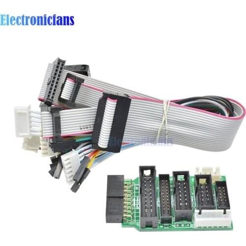 Emulator V8 Adapter Converter for J-Link with 8PCS 4 Pin 6 Pin 10 Pin 20 Pin Grey Flat Ribbon Data Cable Dupont Wire