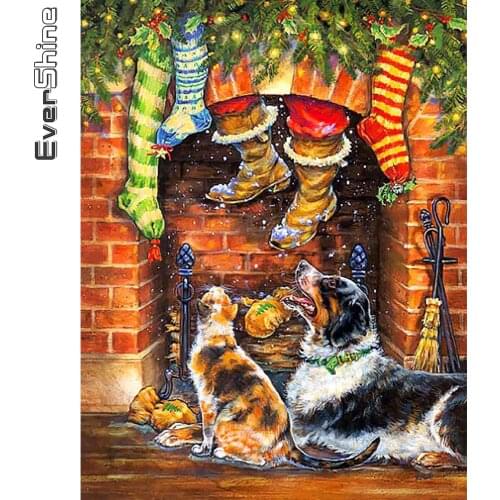 Evershine Full Drill Diamond Embroidery Dog 5D DIY Christmas Diamond Painting Animal Rhinestone Art Home Decoration