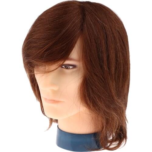 10'' Brown Male Mannequin Head 100% Human Hair Hairdressing Styling Mannikin Head for Stylist Training Practice