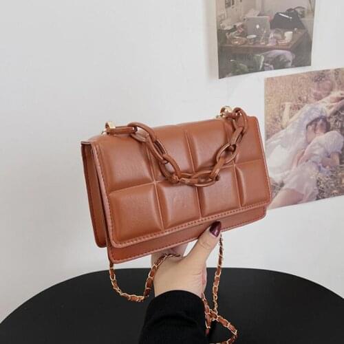 Hot Style Flap Shoulder Bag Fashion Small Crossbody Bags For Women Plaid Pu Designer Handbag Chain Cross Body Messenger Bags