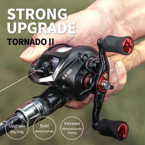 Fishing Tackle Baitcasting Reel 8.1:1 Fishing Reel 8KG Max Drag Left Right Hand Reel Reinforced Nylon Body White Bass