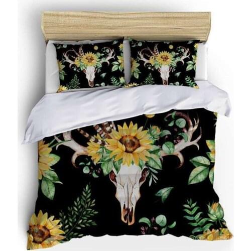 Skull sheep head bedding set 3D bohemian duvet cover set with pillowcase king size comfoerter cover bedclothes