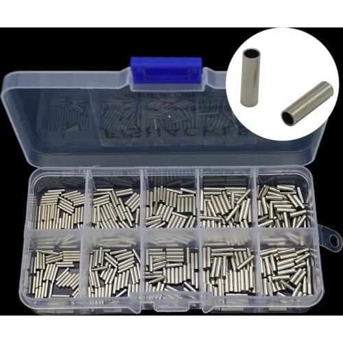 Copper Fishing Crimp Sleeves 500pcs/set Single Round Fishing Line Crimping Tube Wire Crimp Connector Accessories 1.0-1.8mm