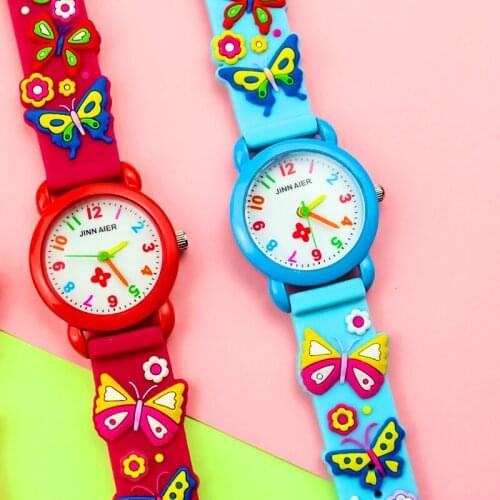 Little boys girls lovely 3D watch beauty flower simple face silicone dresswatch birthday childrens day gift watch